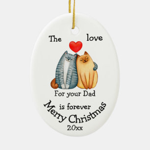 Ornamento De Cerâmica Amor de gato de Natal Datado para sua citação d