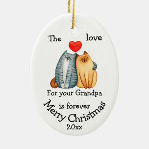 Ornamento De Cerâmica Amor de gato de Natal Datado para sua citação d