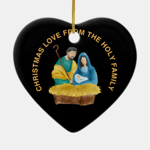 ORNAMENTO DE CERÂMICA AMOR DE NATAL DA SAGRADA FAMÍLIA