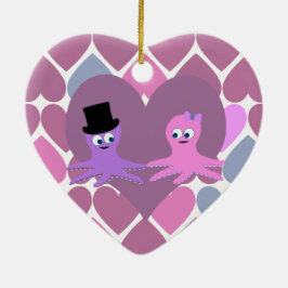 Ornamento De Cerâmica Amor de polvo com fundo cardíaco