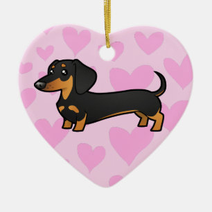 Ornamento De Cerâmica Amor do Dachshund (alise o casaco)