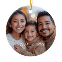 Amor e Alegria Foto de Natal Minimalista Moderna