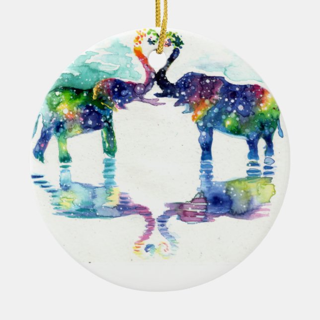Ornamento De Cerâmica Amor elefante (Frente)