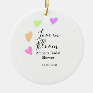 Ornamento De Cerâmica Amor em flor coração colorido chá de noiva nome da