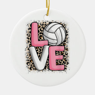 Ornamento De Cerâmica Amor Leopardo-do-voleibol Mulheres Imprimidas Voll