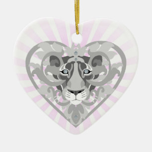Ornamento De Cerâmica Amor Lioness Locket(starburst)ornamento em forma d