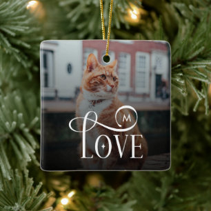 Ornamento De Cerâmica Amor Moderno Pets Gatos Personalizados Foto Monogr