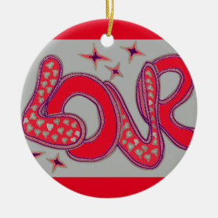 Ornamento De Cerâmica Amor no estilo dos anos 60