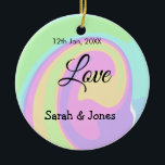 Ornamento De Cerâmica Amor noivado casal colorido bohpattern<br><div class="desc">desenho</div>