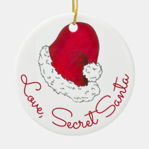Ornamento De Cerâmica Amor, Papai Noel Secreto Feliz Presente de Natal X