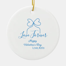 Ornamento De Cerâmica Amor para sempre laço azul feliz dia dos namorados