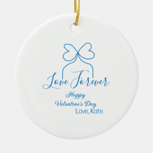 Ornamento De Cerâmica Amor para sempre laço azul feliz dia dos namorados