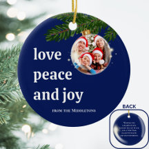 Amor Paz Alegria Natal Família Foto Azul Marinho