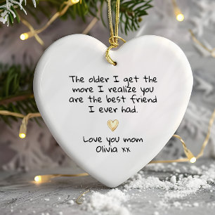 Ornamento De Cerâmica Amor Personalizado Você Mãe Coração de Ouro Melhor