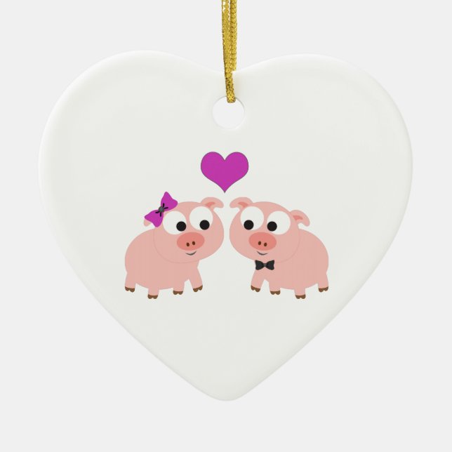 Ornamento De Cerâmica Amor por porco (Frente)