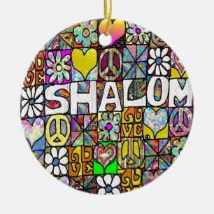 Ornamento De Cerâmica AMOR psicadélico retro de 60s Shalom