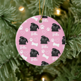 Ornamento De Cerâmica Amor Rosa Personalizado Impressão de Pata Amante d
