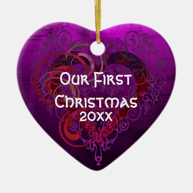 Ornamento De Cerâmica Amor Roxo (Frente)