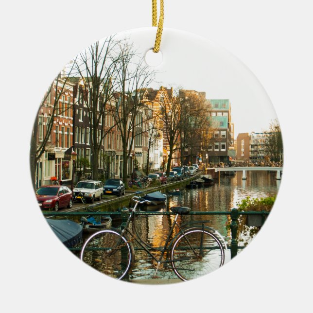 Ornamento De Cerâmica Amsterdam Bicicle (Frente)