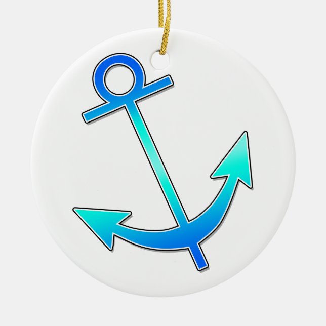 Ornamento De Cerâmica Âncora azul (Frente)