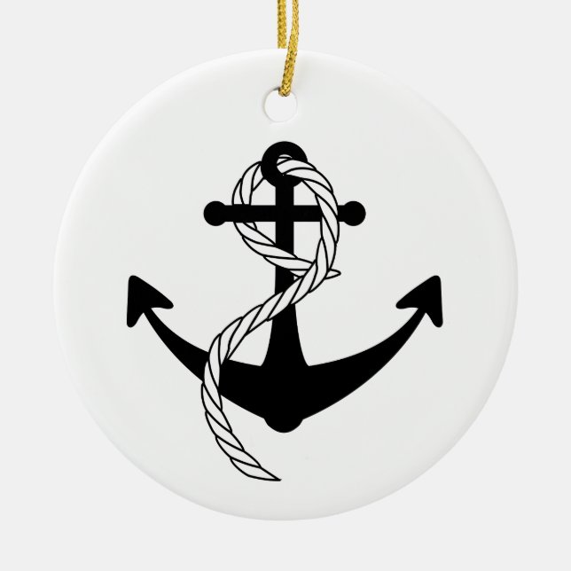 Ornamento De Cerâmica Âncora de Navio (Frente)