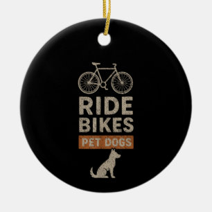 Ornamento De Cerâmica Andar de Bicicleta Acariciar Cães Amante de Ciclis