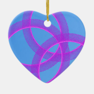 Ornamento De Cerâmica anel roxo sobreposto em fundo azul