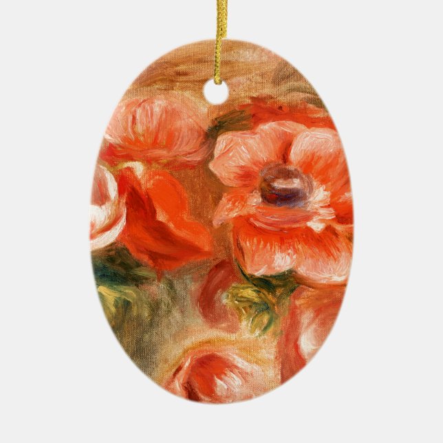 Ornamento De Cerâmica Anêmonas por pintura impressionista de Renoir (Frente)