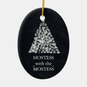 Ornamento De Cerâmica Anfitriã com o Quadro de Giz de Natal Mostess