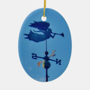 Ornamento De Cerâmica Angel BLOW HORN WEATHER VANE