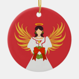 Ornamento De Cerâmica Angel Felry Natal Red Wreath Wings Gift