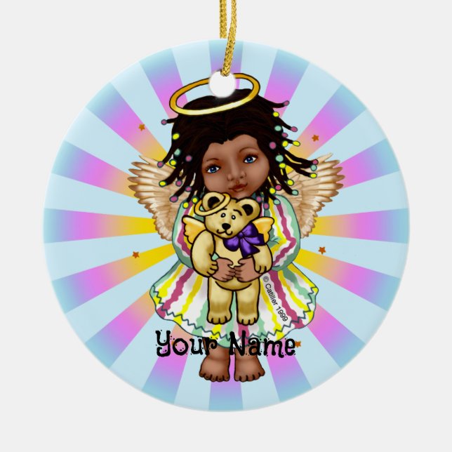 Ornamento De Cerâmica Angel Holding Bear (Frente)