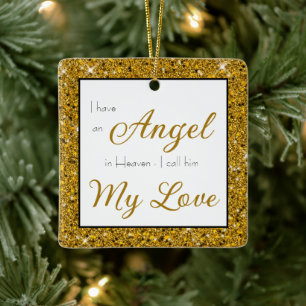 Ornamento De Cerâmica Angel in Heaven Husband Memorial Photo