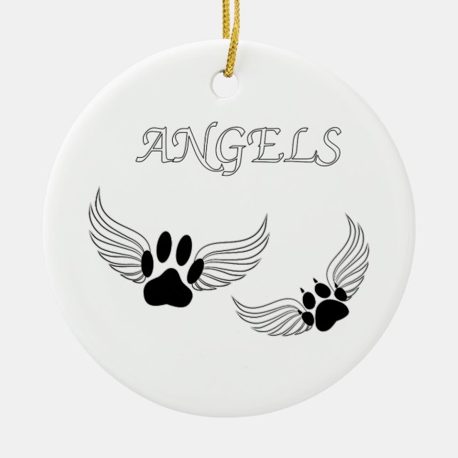 Ornamento De Cerâmica Angel Pet Paws (Frente)