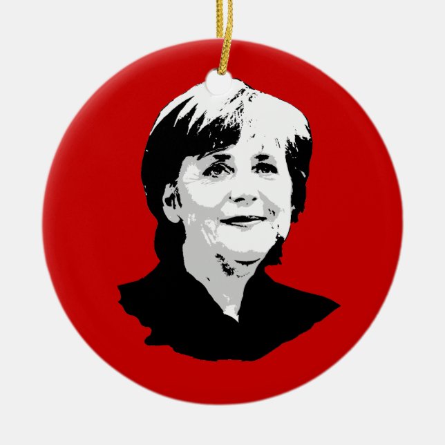 Ornamento De Cerâmica Angela Merkel (Frente)