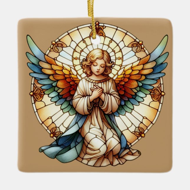 Ornamento De Cerâmica Angelic Stained Glass Reversible (Frente)
