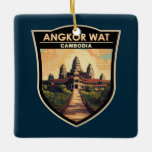 Ornamento De Cerâmica Angkor Wat Cambodia Viagem Art Vintage<br><div class="desc">Trabalho de arte de vetor Angkor Wat. Angkor Wat é um templo complexo no Camboja que é considerado a maior estrutura religiosa do mundo pelos Guinness World Records. Está localizada na antiga capital Khmer de Angkor,  no Camboja norte.</div>