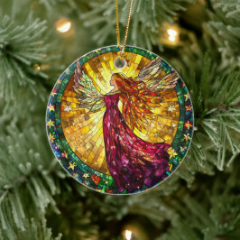 Ornamento De Cerâmica Ângulos de Natal em Vidro Arrependido