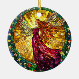 Ornamento De Cerâmica Ângulos de Natal em Vidro Arrependido