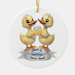 Ornamento De Cerâmica Animações para o Quacking Times em Frente