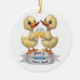 Ornamento De Cerâmica Animações para o Quacking Times em Frente
