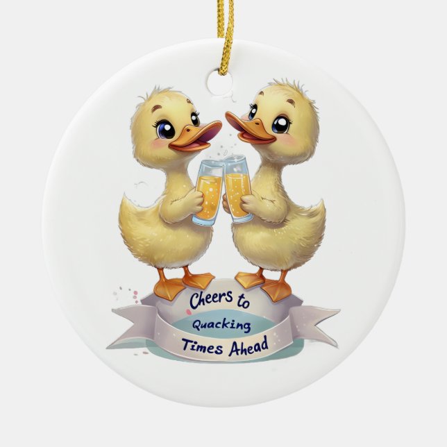 Ornamento De Cerâmica Animações para o Quacking Times em Frente (Frente)