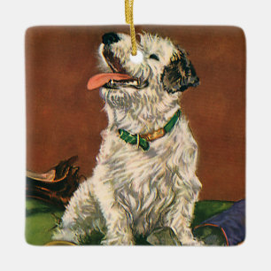 Ornamento De Cerâmica Animais Antigos, Cachorrinho Terrier Fofo Mastigan