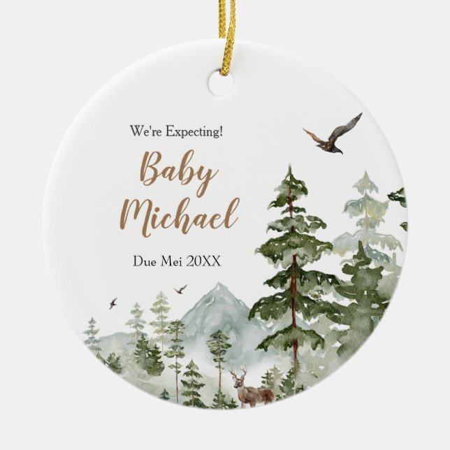 Ornamento De Cerâmica Animais da Floresta de inverno que esperamos pais (Frente)