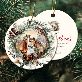 Ornamento De Cerâmica Animais de fazenda, coroa de pinecone de Natal