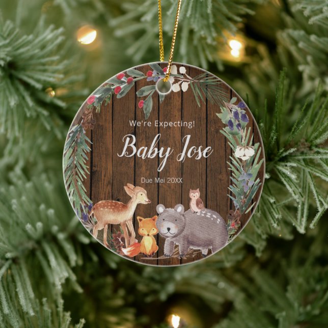 Ornamento De Cerâmica Animais de Madeira que esperamos pais (Árvore)