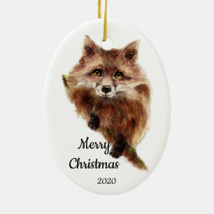 Ornamento De Cerâmica Animais de Raposa Vermelha Cura de Natal Personali
