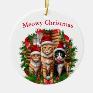 Ornamento De Cerâmica Animais Feliz Natal