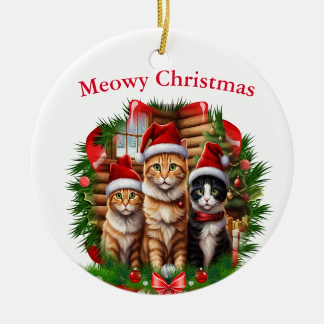 Ornamento De Cerâmica Animais Feliz Natal (Frente)