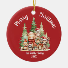 ORNAMENTO DE CERÂMICA ANIMAIS RÚSTICOS DE NATAL DE MADEIRA